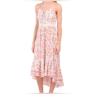 Japna High Low Dress with Orange Floral Pattern
